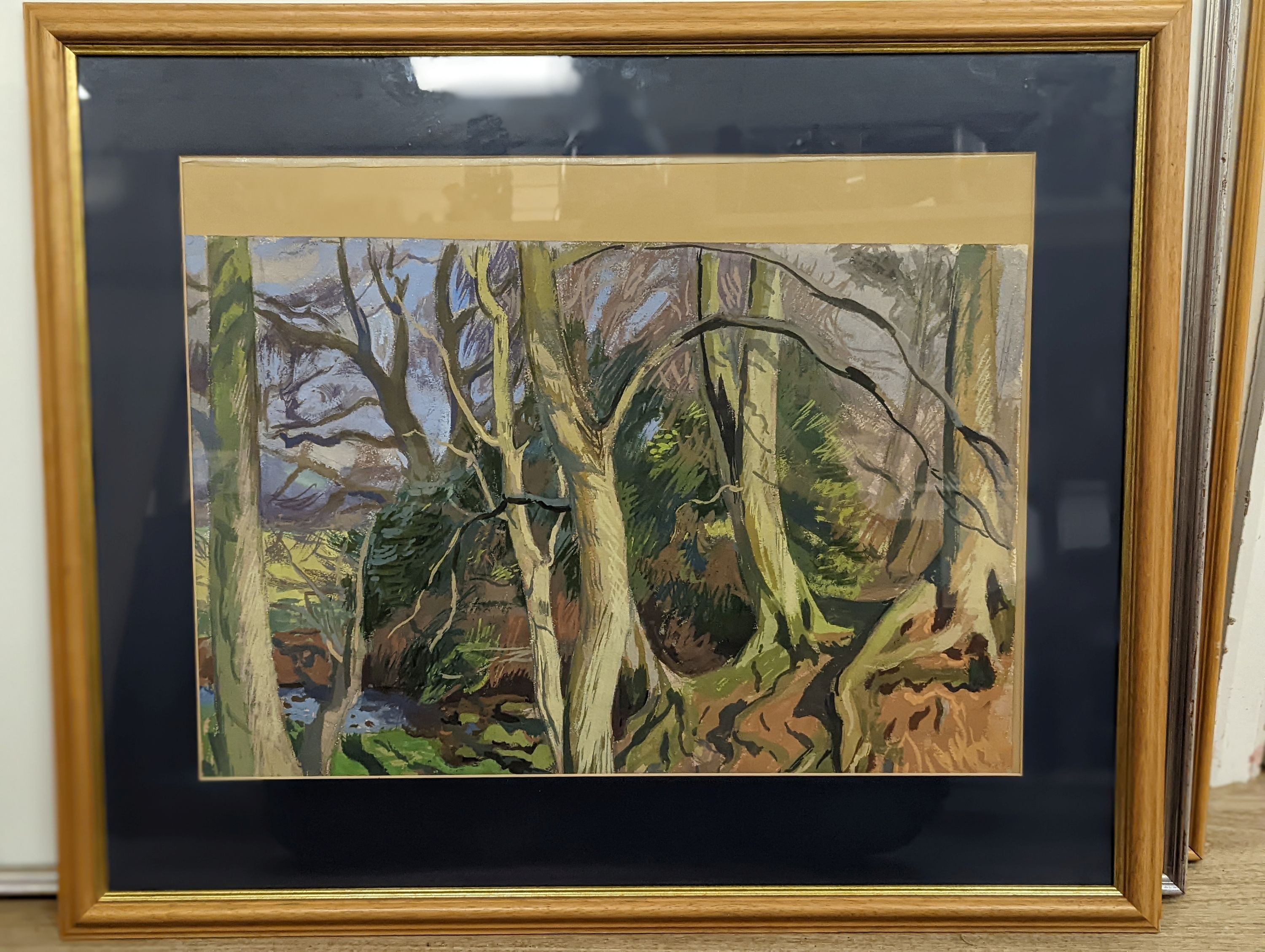 Attributed to Hans Feibusch (1898-1998), gouache and paste. 'Woodland scene'